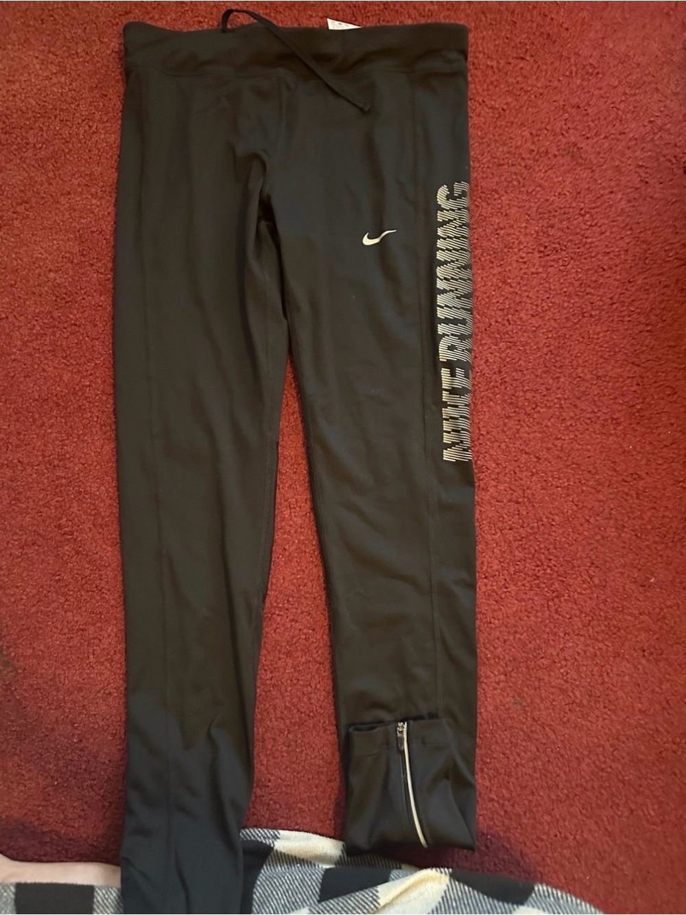 Nike Black Women Athletic Reflective Running Tights with Side Logo